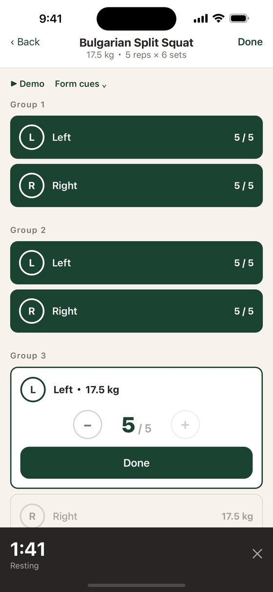 Logging sets with a rest timer