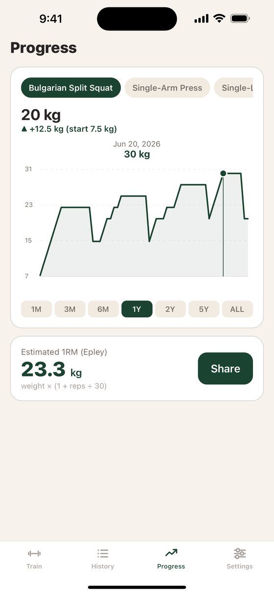 Strength progress chart
